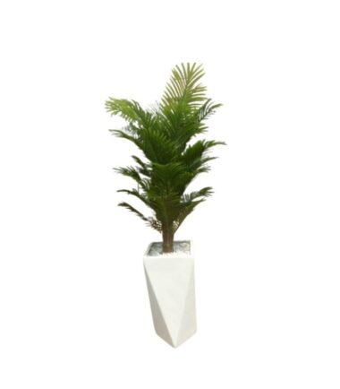 Artificial Palm Plant in Modern White Decorative Floor Pot